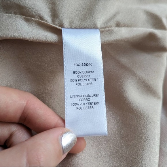 Halston Heritage One Shoulder Metallic Champagne Gold Trumpet Dress Size 8 - Picture 9 of 15